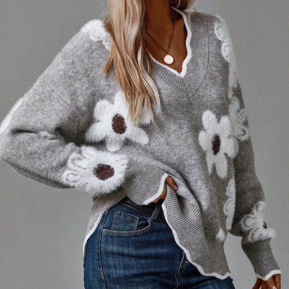 Hanne - Floral V-neck Sweater