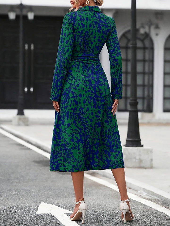 Printed Dress With Elegant Belt