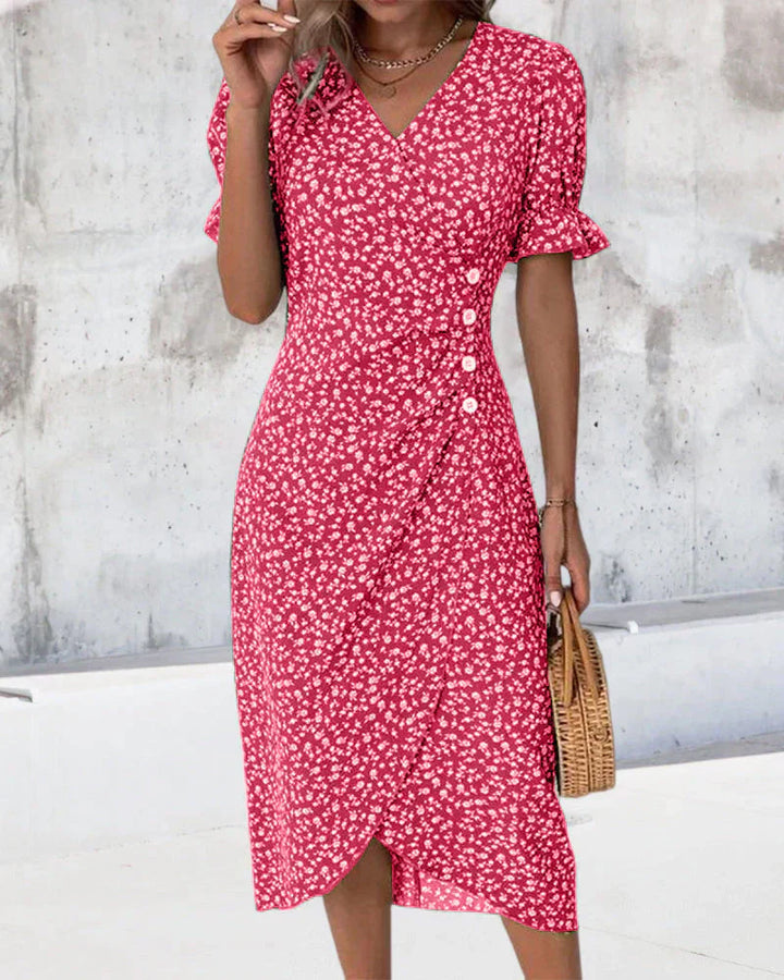 Tine - Short Sleeve Dress with Floral Print