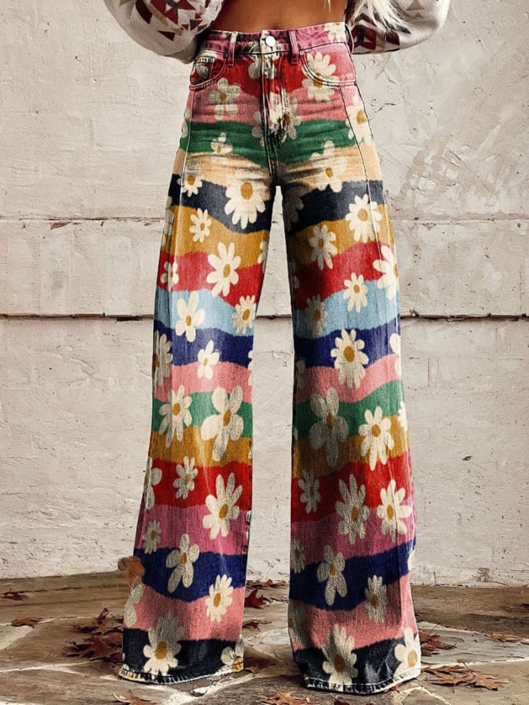 Retro Flower - Vintage Flared Pants