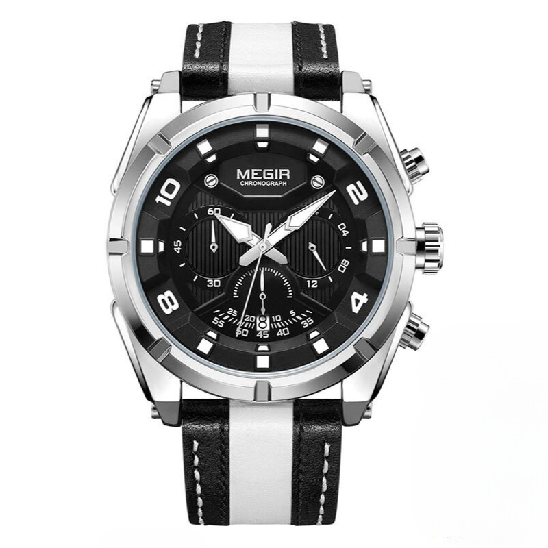 Luxury Leather Military Sport Chronograph Watch