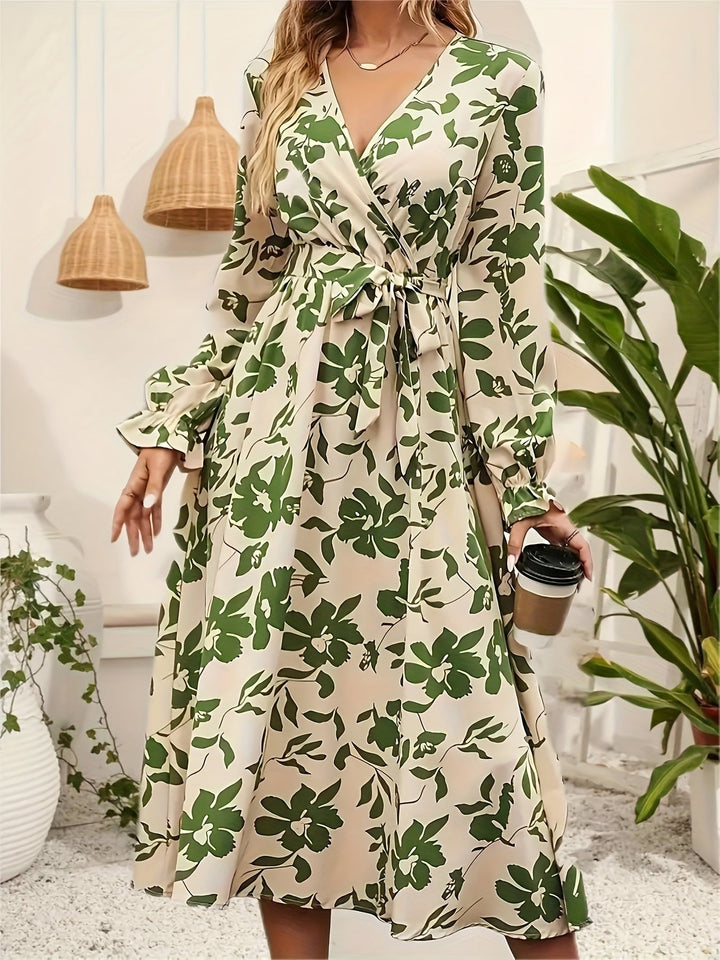 Florence – Midi Dress With Flowing Cut, Floral Print And Lantern Sleeves