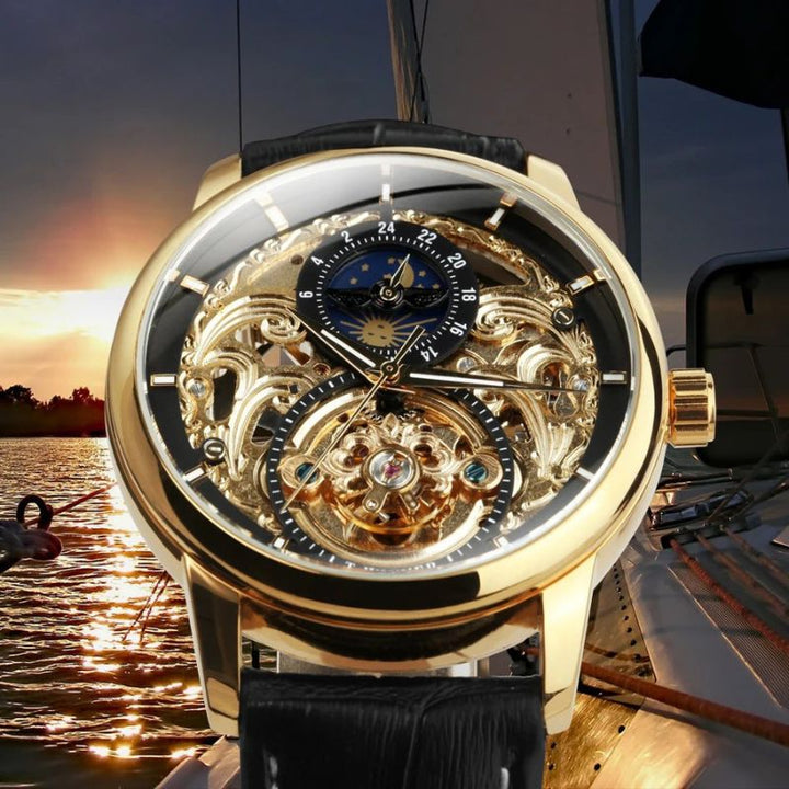 Moon Phase Skeleton Automatic Watch