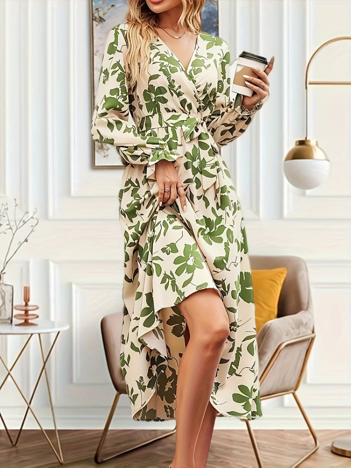Florence – Midi Dress With Flowing Cut, Floral Print And Lantern Sleeves