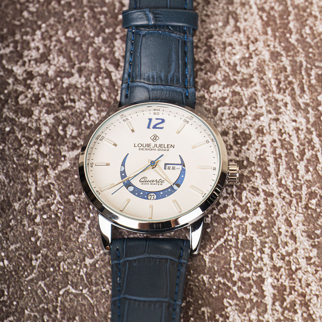 Elegant Moonphase Watch with Luminous Calendar Week