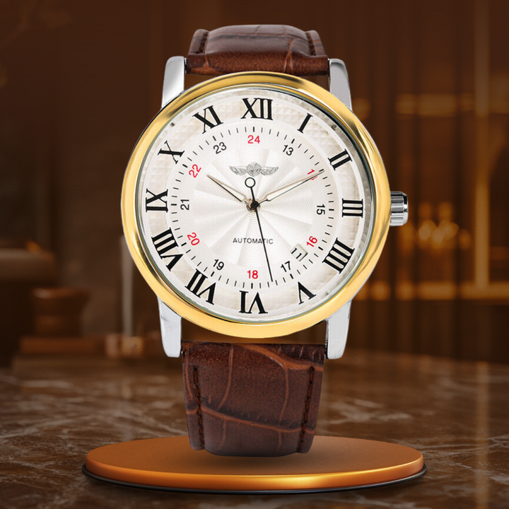 Fashion Luxury Leather Full Automatic Mechanical Watch