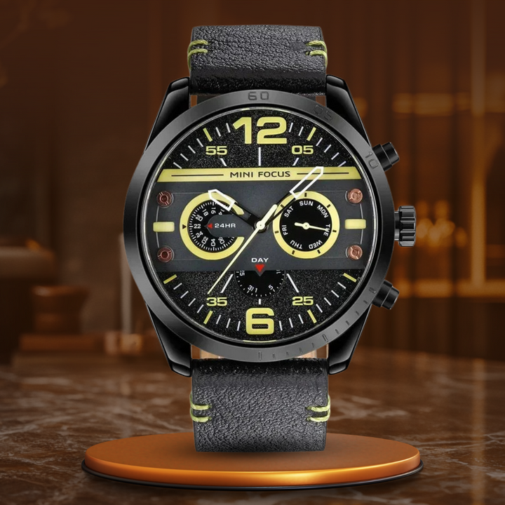 Luxury Leather Band Quartz Chronograph Waterproof Sports Watch