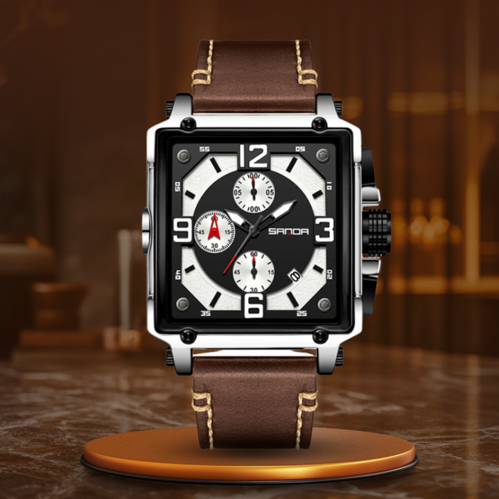 Men’s Leather Quartz Tactical Watch