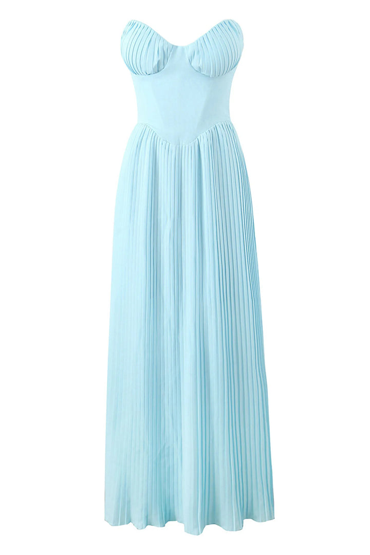 Althea - Stunning Flowy Pleated Strapless Maxi Dress
