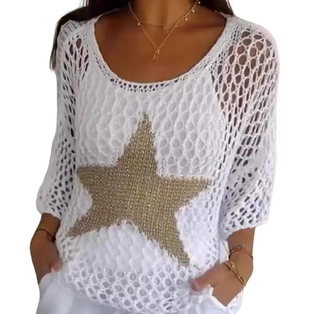 Kimberly - Round Neck Crochet Top