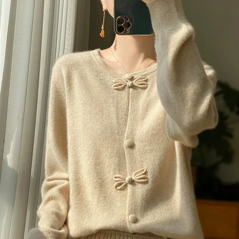 Beatrice - Premium Bow Accented Cardigan