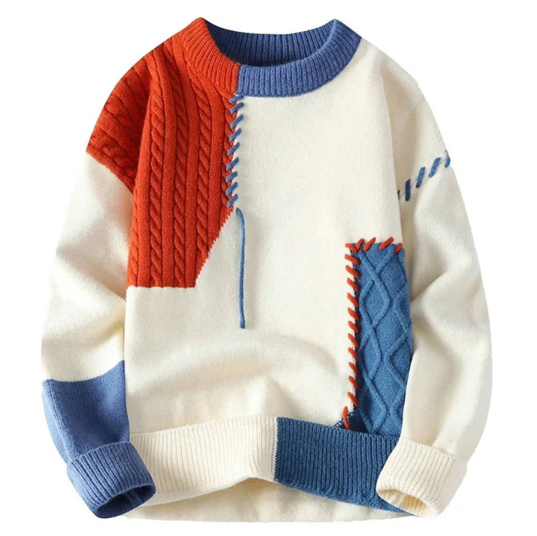 Marcus - Crew Neck Patchwork Pullover