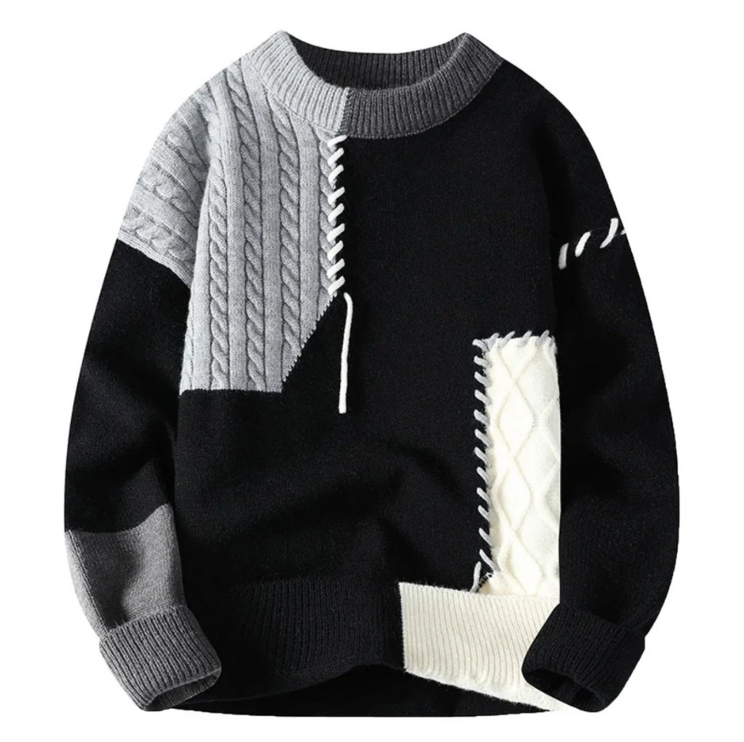 Marcus - Crew Neck Patchwork Pullover