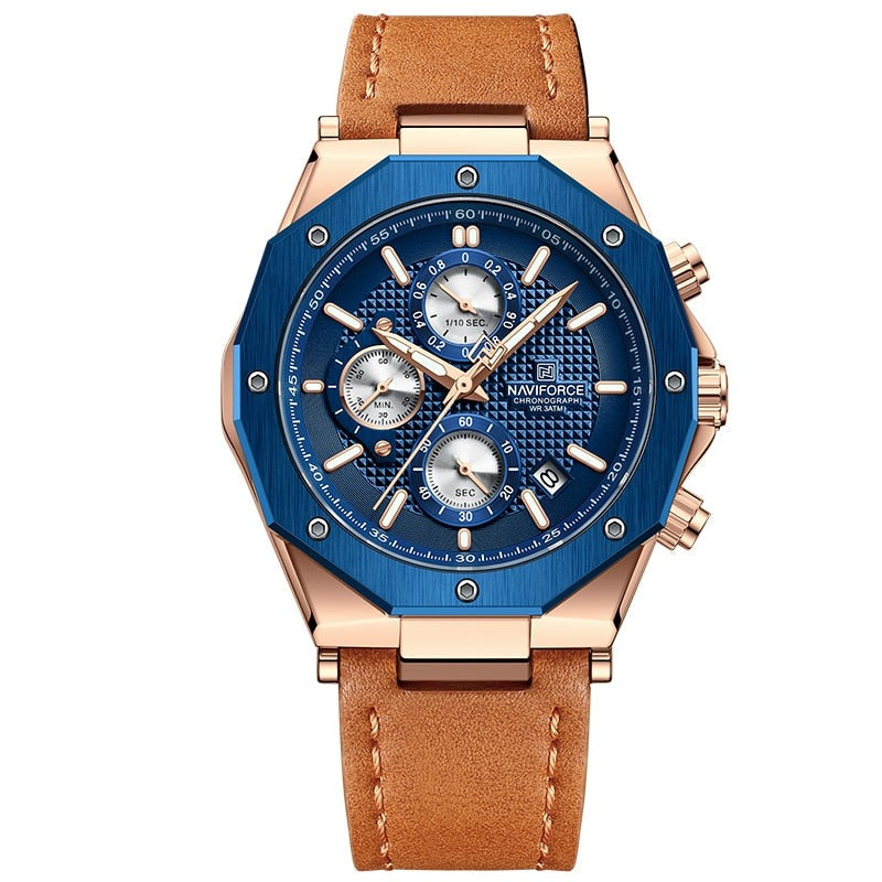 Fashion Leather Band Chronograph Watches