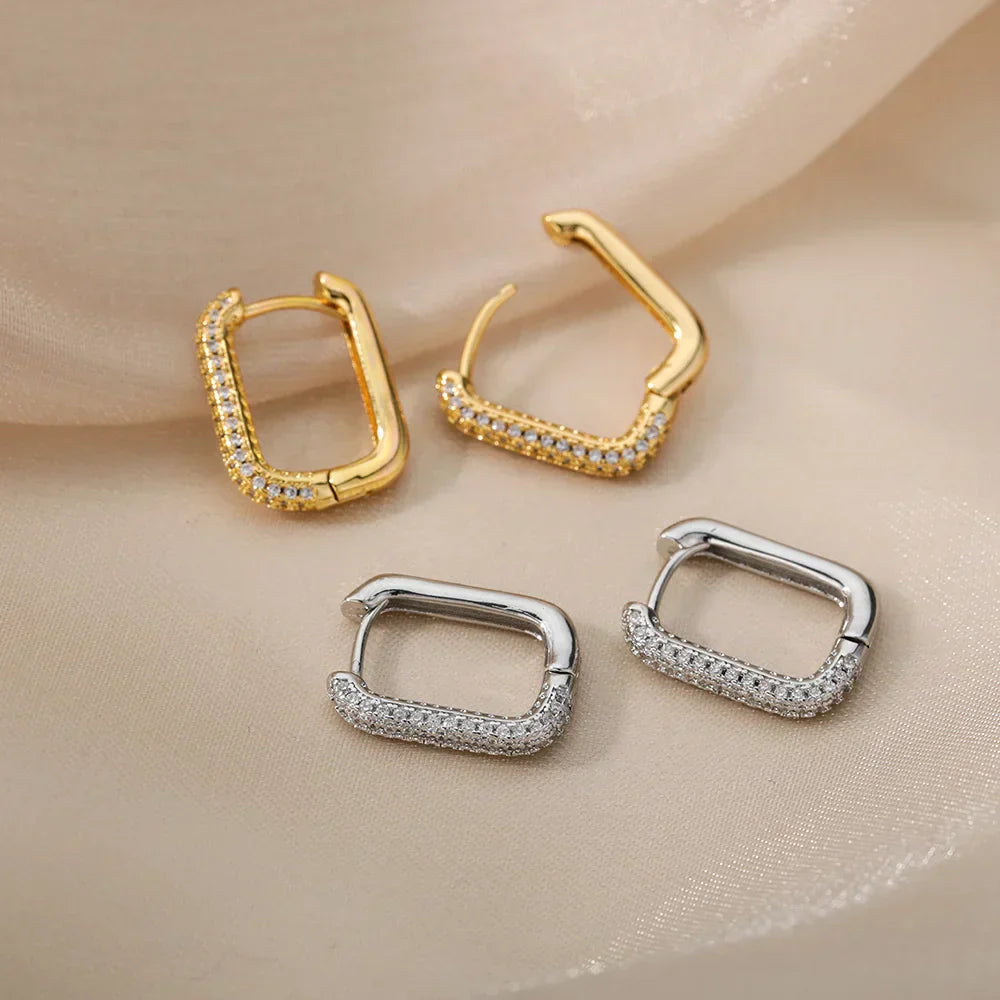 Lotte - Square Circle Hoop Earrings