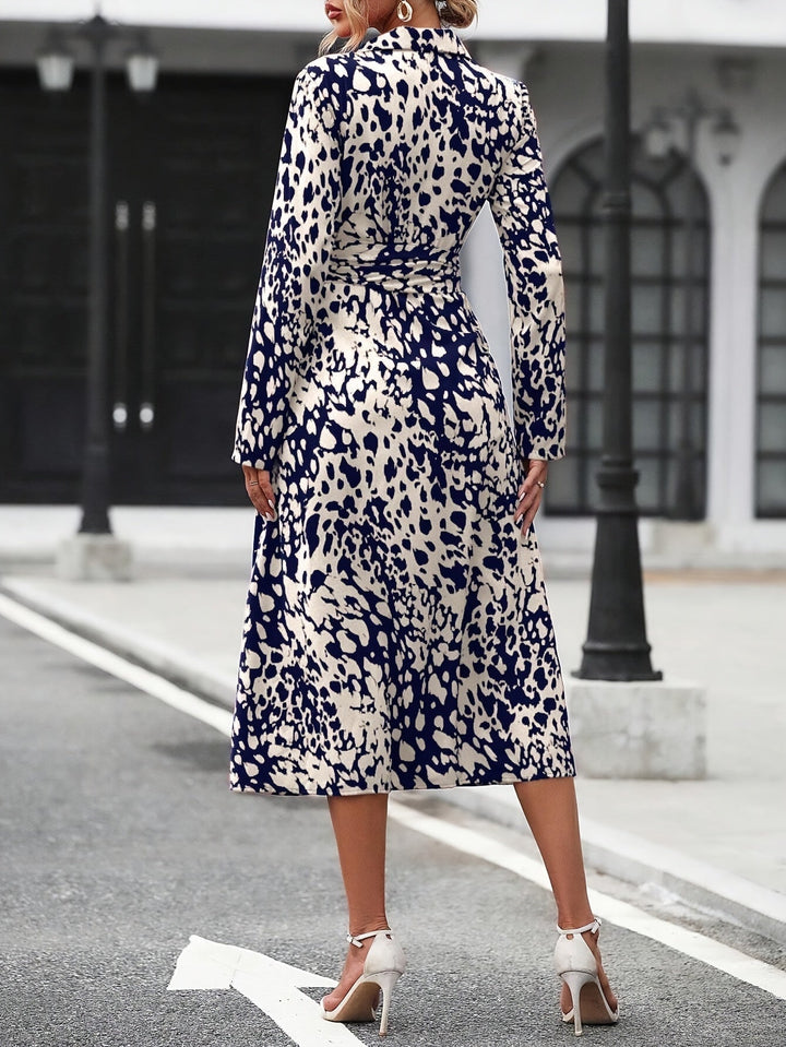 Printed Dress With Elegant Belt
