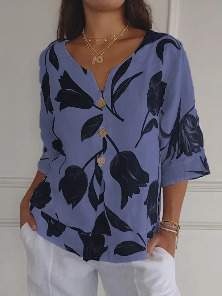 Lara - Floral V-Neck Blouse