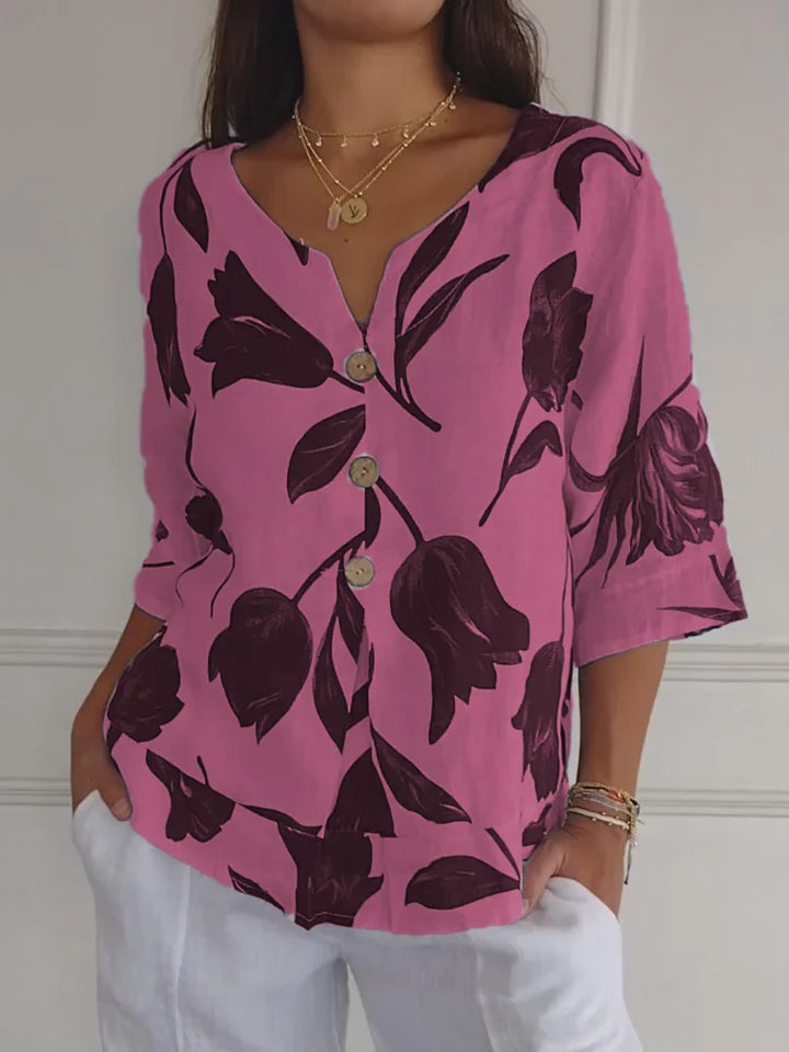 Lara - Floral V-Neck Blouse