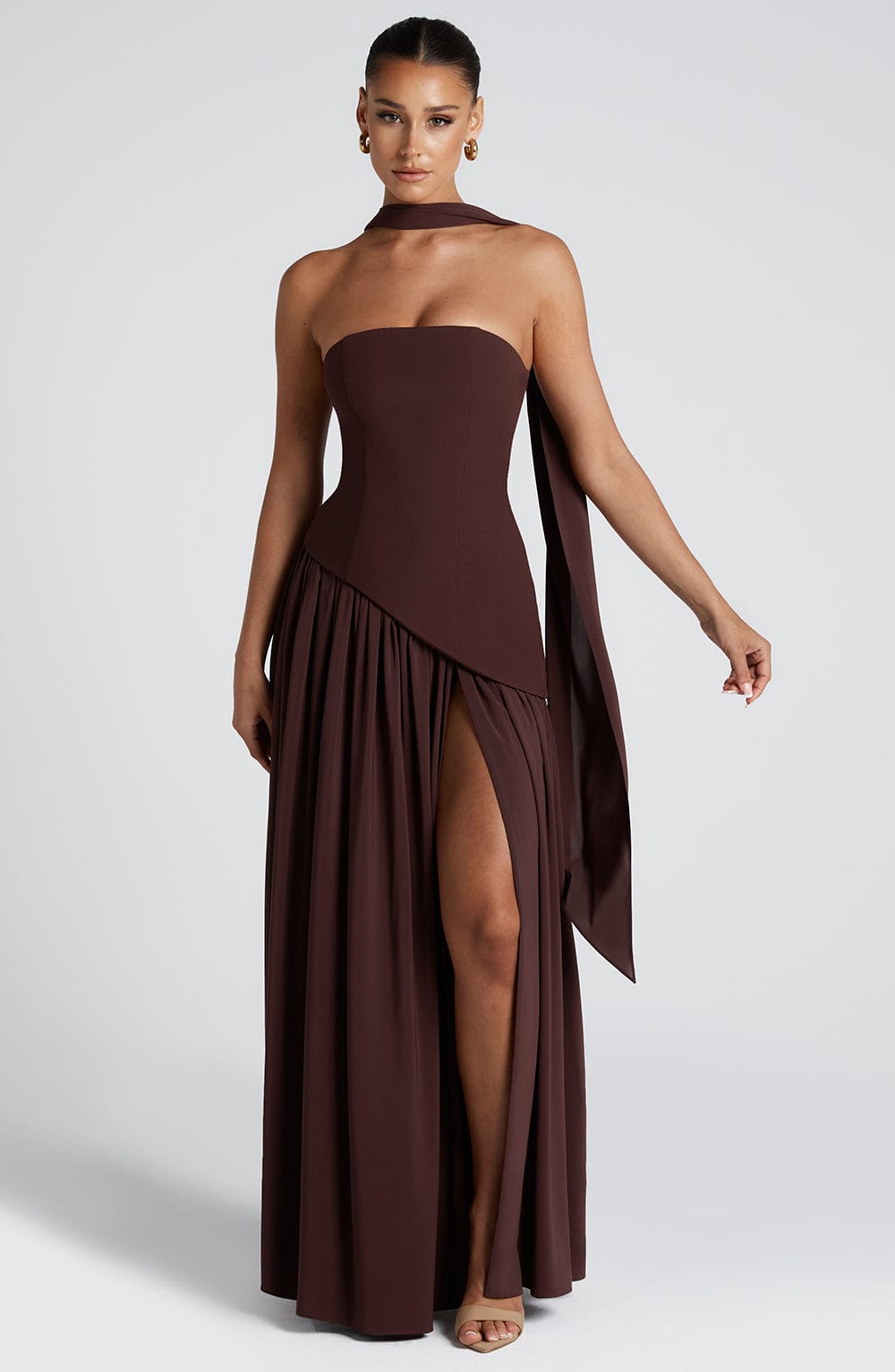 Jaycie - Stunning Strapless High Slit Maxi Dress